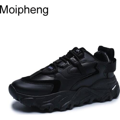 Moipheng Platform Sneakers Women Leather Autumn Trainers White Shoes Wedge Outdoor Shoes Breathable Casual Vulcanize Shoes