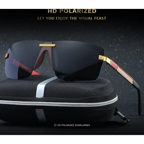 2019 Summer Style Al-mg Rimless Pilot Large Lenses Polarized Sunglasses Men Women Polarized Sun Glasses Shopping Party