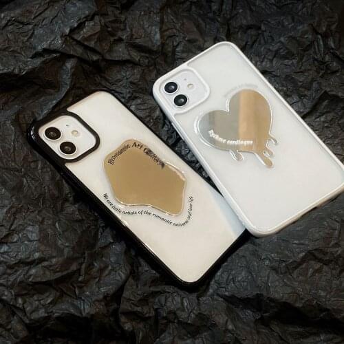 Cute Love Heart Mirror Phone Case For iPhone 12 11 Pro Max 7 8 Plus SE 2020 X XR XS Max Soft Silicone Cover Protection Capa