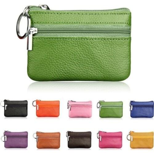 Mini PU Leather Key Holder Case Wallet Womens Small Coin Purses Change Money Bags Pocket Wallets Pouch Zipper