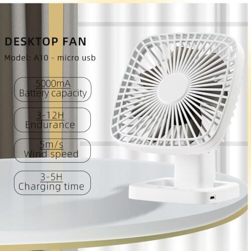 Mini Fan USB Charging Dual Power Supply 3-Speed Strong Wind Portable Silent Timing Dormitory Student Office Bedroom Desktop Fan