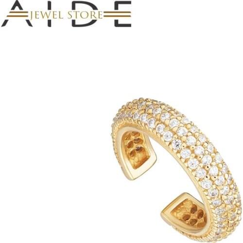 Aide 925 Sterling Silver Mini Ear Cuff Clips On Earrings For Women Girl Without Piercing Earings clip oorbellen Crystal Jewelry