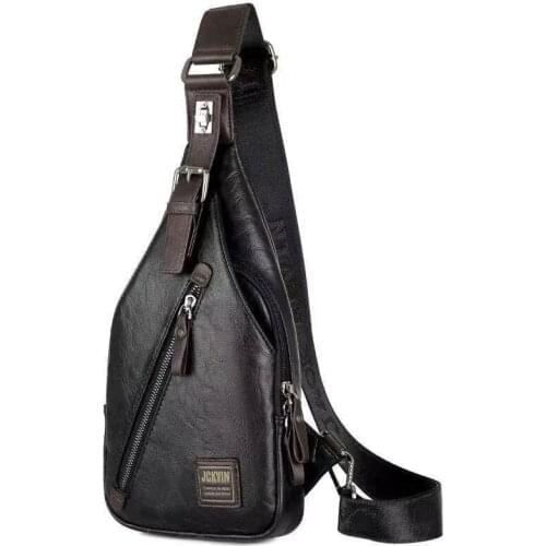 Mannen Mode Crossbody Tas Theftproof Draaibare Knop Open Lederen Borst Tassen Mannen Schoudertassen Borst Taille Verpakking