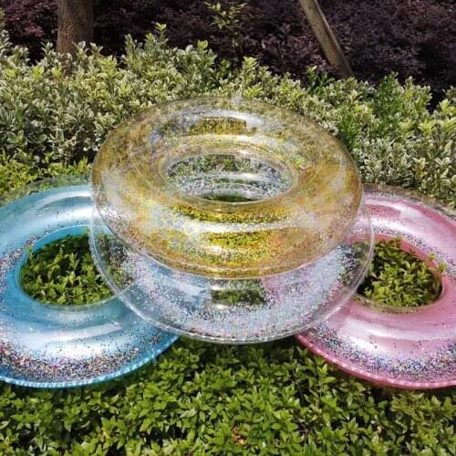 Inflatable Transparent Ring Glitter Pool Foats Swimming Ring for Adult Children Pool Tube Float Circle Boys Girl Water Fun Toy