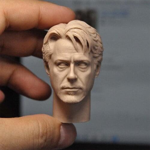 Unpainted 1/6 Tony Robert Downey Jr. Head Sculpt PVC Male Head Carving Fit 12‘’ Action Figure Body