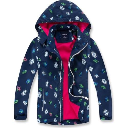 New Fashion Jacket For Girls Flower Warm Teenage Coat Childrens Jackets Baby Double-deck Fleece Windbreakers Waterproof Clothes