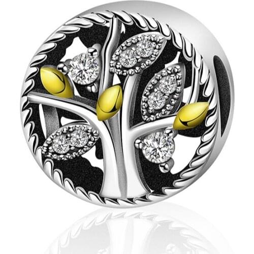 2019 NEW 100% 925 Sterling Silver Flashing Tree of Life Charm Beading Suitable DIY Bracelet Women Jewelry Factory Direct