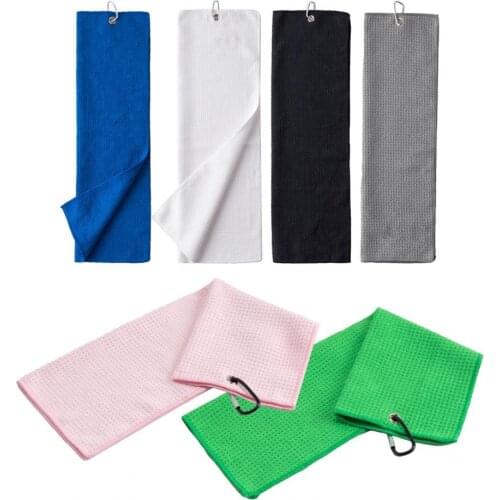 Golf Towel Waffle Pattern Hook Featured Quick Dry Soft Microfiber Fitness Gym Towels Sporting Goods for Golf Sports