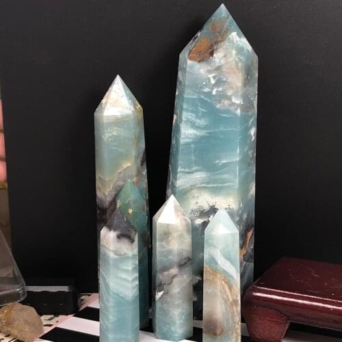 Natural caribbean calcite Crystal Double terminator Points pillar Polished Healing from Chakra healing
