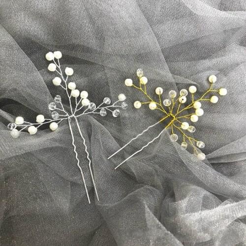 Simple Hand Woven Pearl Crystal Pin Hairpin Wedding Hairpins Sticks Temperament Prom Bride Bridesmaid Hair Accessories Gift