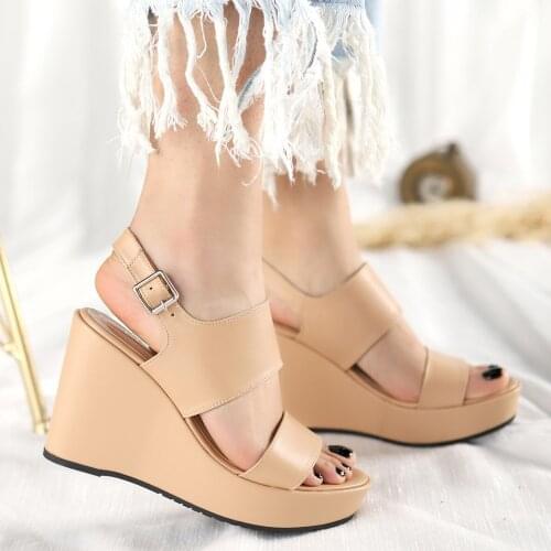 Tonar Rvin Cream Skin Wedges Women 'S Sandals Platform New Season Summer Trendy and Comfortable Fashion