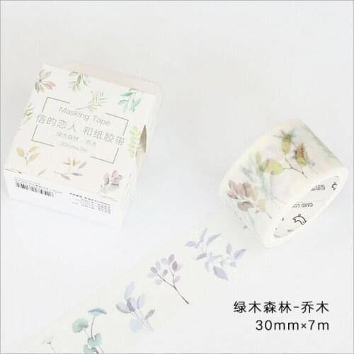 30mm Wide Green Plants Forest Tree Leaves Life Decoration Washi Tape DIY Planner Diary Scrapbook Sticker Masking Tape