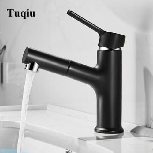New Arrival Black Bathroom Pull Out Basin Faucet Brass Faucet Sink Mixer Tap Hot and Cold Basin Lavatory Faucet
