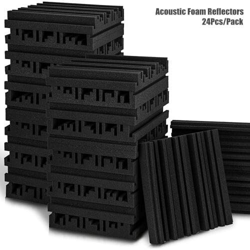 24Pcs/Pack Studio Acoustic Foam Panels Reflector Soundproof Sponge Diffusers KTV Room Sound Absorption Wall Foam Pad with Tapes