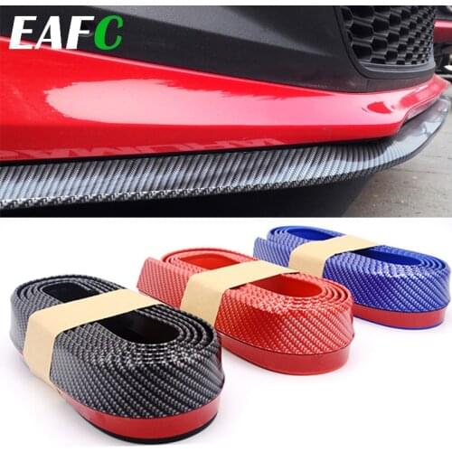 2.5m Car Bumper Lip Strip Protectors Splitter Body Kits Spoiler Bumpers Car Door Bumper Carbon Fiber Rubber Lip 65mm Width Strip
