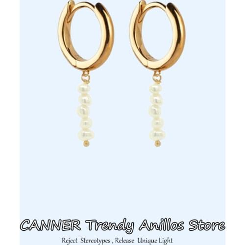 CANNER 100% Real S925 Sterling Silver Hanging Hoop Earrings For Women Pearl Colorful Zircon Animal Charming Fine Jewelry Gifts