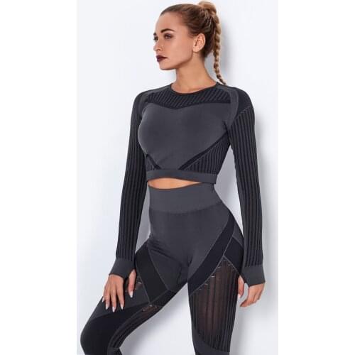 VIP Hollow Out Seamless Yoga Set Sport Outfits Women Black Two 2 Piece