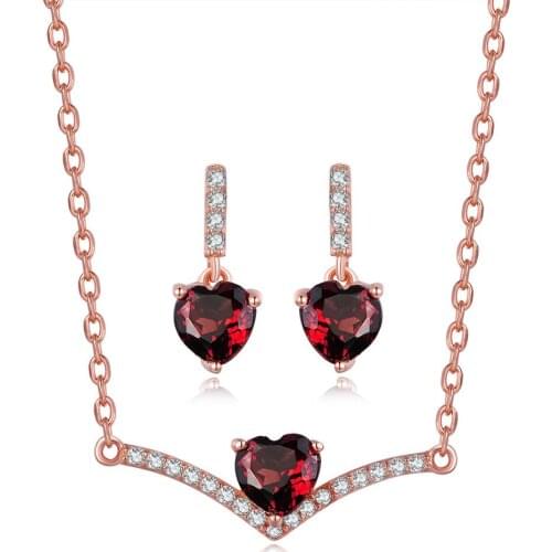 ZHOUYANG Jewelry Set For Women Korean Cute Heart Shaped Zircon Rose Gold Color Wedding Earrings Necklace Jewellry Wholesale S531
