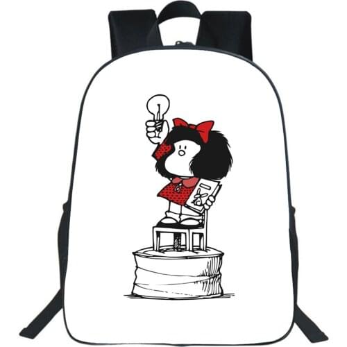 16inch Cartoon Mafalda Backpack Kids Bookbag Children School Bag For Teenager Men Travel Backpack Women Cute Mochlia Girl Bag