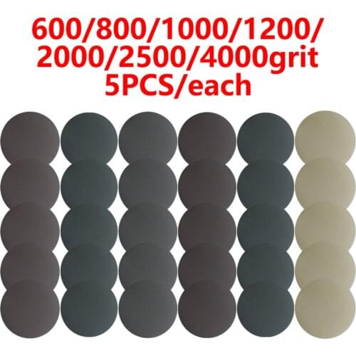 35pcs 5inch 125mm 600-4000 Grit Water Sanding Discs Hook & Loop Round Sandpaper