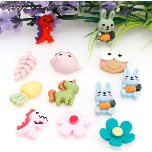 50 Pieces / Bag Mixed Animal Fruit Mini Flat Bottom Egg Noodle Resin Accessories Home Decoration Accessories DIY Cartoon