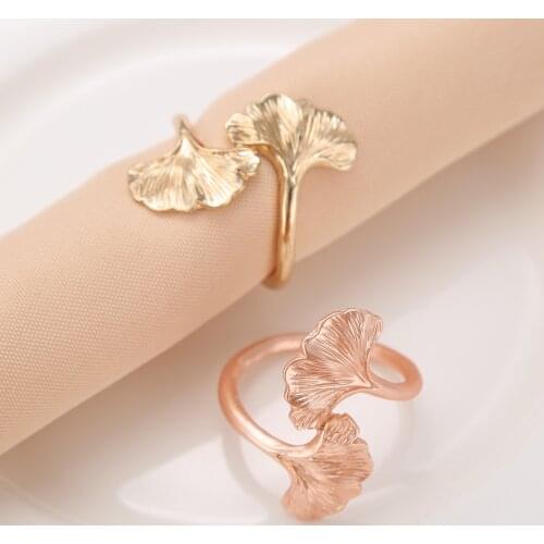 6pcs Model room 3D silver ginkgo leaf napkin ring napkin buckle cloth ring paper towel ring