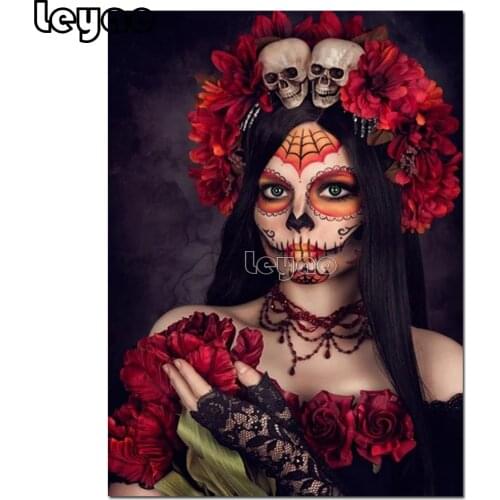NEW 5d diy full Diamond embroidery skull flower women diamond painting people Cross Stitch Rhinestone home wall decoration
