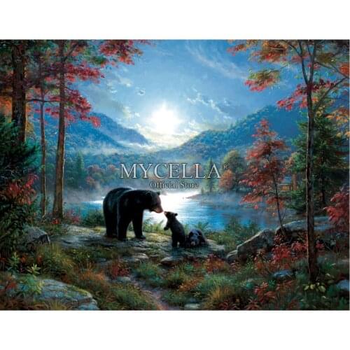 Animals 5d Diy Diamond Painting Cross Stitch Bedtime Kisses Diamond Embroidery Black Bear Full Diamond Mosaic Needlework Gifts