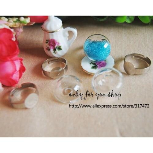 Free ship! 20sets/lot 20mm Semidome Glass Bubble & Ring setting NEW