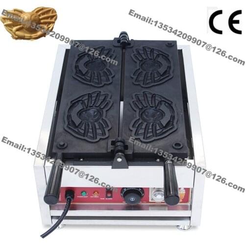 Free Shipping 4pcs Commercial Use Non-stick 110v 220v Electric Sea Waffle Maker Machine Baker Mold Plate