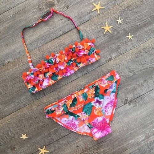 Girls Bikini Beachwear 2020 New Cute Floral Sailor Child Bikini Swimsuit Swimwear Bathing Suit For Kids Baby Girls Biquini