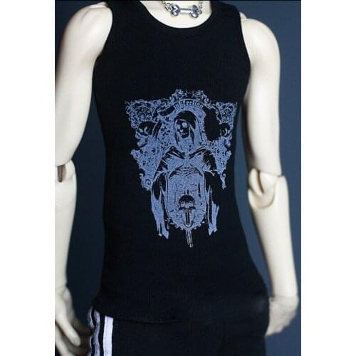 BJD doll colthes black render printing PUNK vest waistcoat for 1/3 1/6 BJD DD SD YOSD SD17 Uncle SSDF Uncle doll accessories