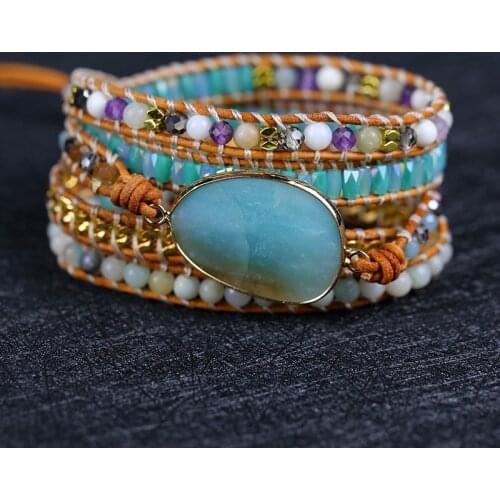 Fashion Sexy Womens Bracelet Decorative Natural Stone Bracelet Woven Multi-layer Leather Bracelet Retro Bracelet Gift