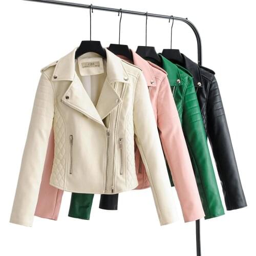 Black leather jacket women vintage faux leather biker jacket ladies Winter coats punk white leather jacket fall 2020