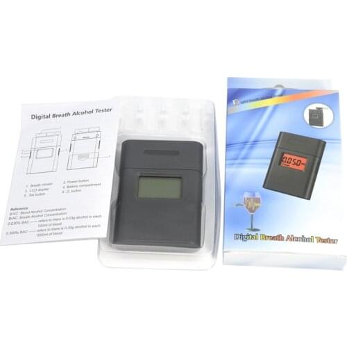 Digital Portable Alcohol Tester Small Square Shape Audible Alert Red Backlight Screen Mouth Piece Quick Response And Resume