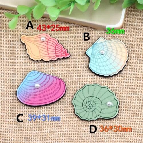 DIY Jewelry Findings 10pcs Colorful Flatback Planar Resin Cabohons Acrylic Pearl Sea Snail Shell Patch Sticker Garment Ornament