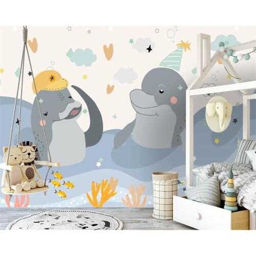 Beibehang Customize new nordic hand-painted nebula planet cartoon little mouse childrens room background wallpaper papier peint