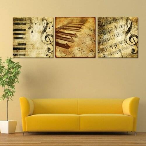 HD Printed Canvas Poster Framework Home Decor Living Room Wall Art 4 Pieces Classical Piano Music Notes Painting Modular Picture