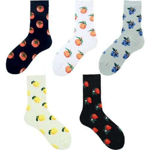 Adult Fruits Cotton Socks Juicy Lemon Tomato Blueberry Honey Peach Strawberry Lemons Tomatoes Blueberries Peaches Strawberries