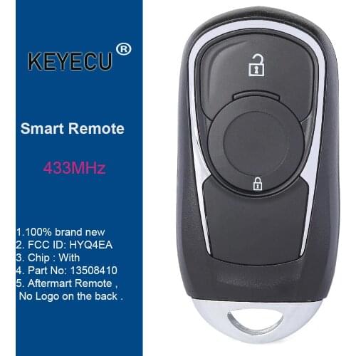 KEYECU 2 Button Smart Remote Key Fob HYQ4EA 13508410 433MHz for Opel Astra K Insignia 2016 2017 2018 2019