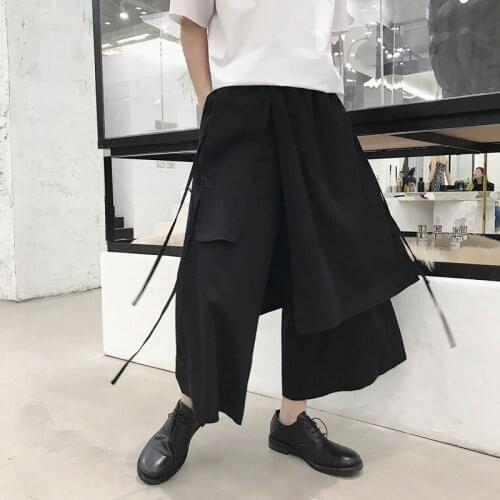 Chinese Harem Pants Kimono Karate Asian Clothes Black Samurai Clothes Japanese Pants Streetwear Cotton And Linen Cropped Pants
