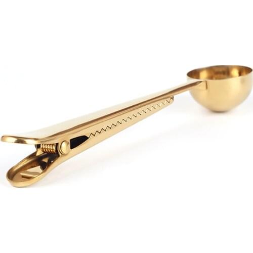 2 in 1 Stainless Steel Coffee Spoon Multifunction Sealing Clip Kitchen Storage Tools Tea Ice Cream Spoon Cooking Sealing Clip