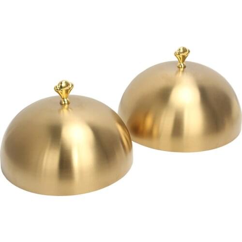 Round gold steak lid western style food no magnet pan lid Korean barbecue BBQ pot cover high grade Stainless steel plate cover