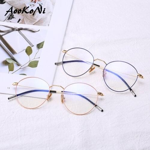Round Business Student Literary Retro Full Metal Plain Frame Japan South Korea Lightweight Fashion Optical Glasses Men and Women