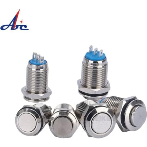 10mm Normal Close High Round Momentary or ON OFF 1NO1NC Metal Nickel Brass 3 Pin NC Push Button Switch