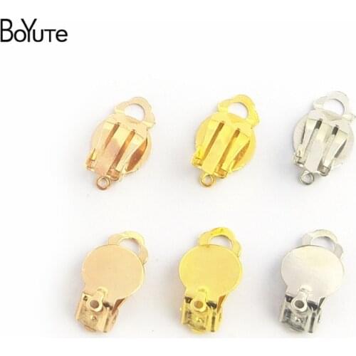 BoYuTe 100PCS 5 Colors Metal Iron No Pierced Ear Clip with 10MM Blank Base Diy Earrings Jewelry Parts Accessories