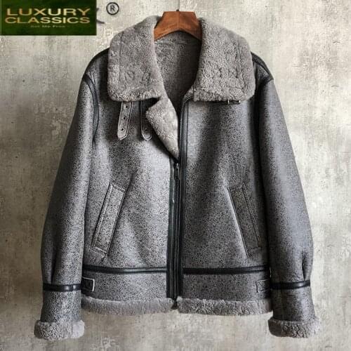 Natural Fur Coat Men Short Sheep Shearling Male Jacket Motorcycle Mens Jackets and Coats Winter 2021 Veste Homme Hiver 95