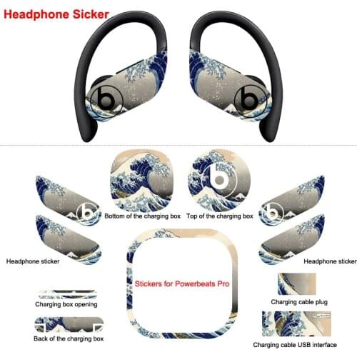 Sticker for Powerbeats Beats Pro Anti-scratch Decoration Film Earphone Headphones Weave Fish Stars Headset Matte Stickers