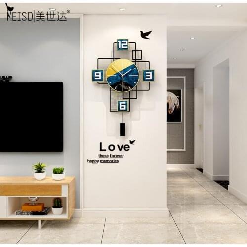 Nordic Wall Clock Large Pendulum Wall Watch Creative Home Decor Free DIY Mirror Sticker Mute Living Room Horloge Hot Sale