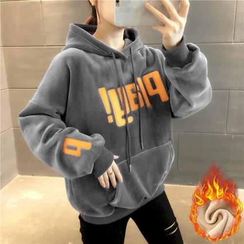 2021 New Autumn Winter Womens Hoodies Double-sided Composite Velvet Plus Thick Korean Loose Velvet Fashion Jacket Oversized Top